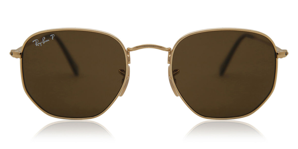 Ray-Ban RB3548N Hexagonal Metal Flat Lenses Polarized 001/57, Gold frame