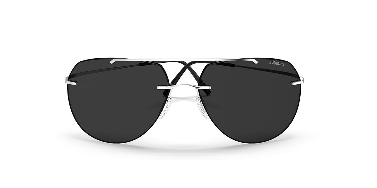 Silhouette TMA Collection Nash 8744/75 Polarized 7310, Silver frame, Dark Grey Polarized lenses
