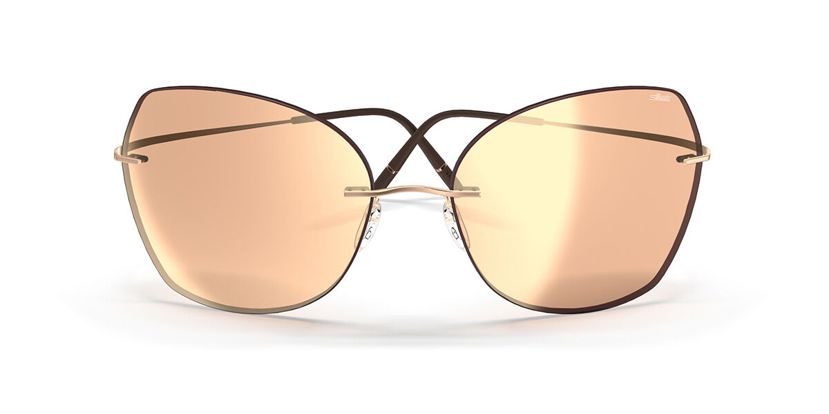Silhouette Adara Rimless 8192/75 3530, Gold frame, Gradient Caramel Brown Mirror lenses