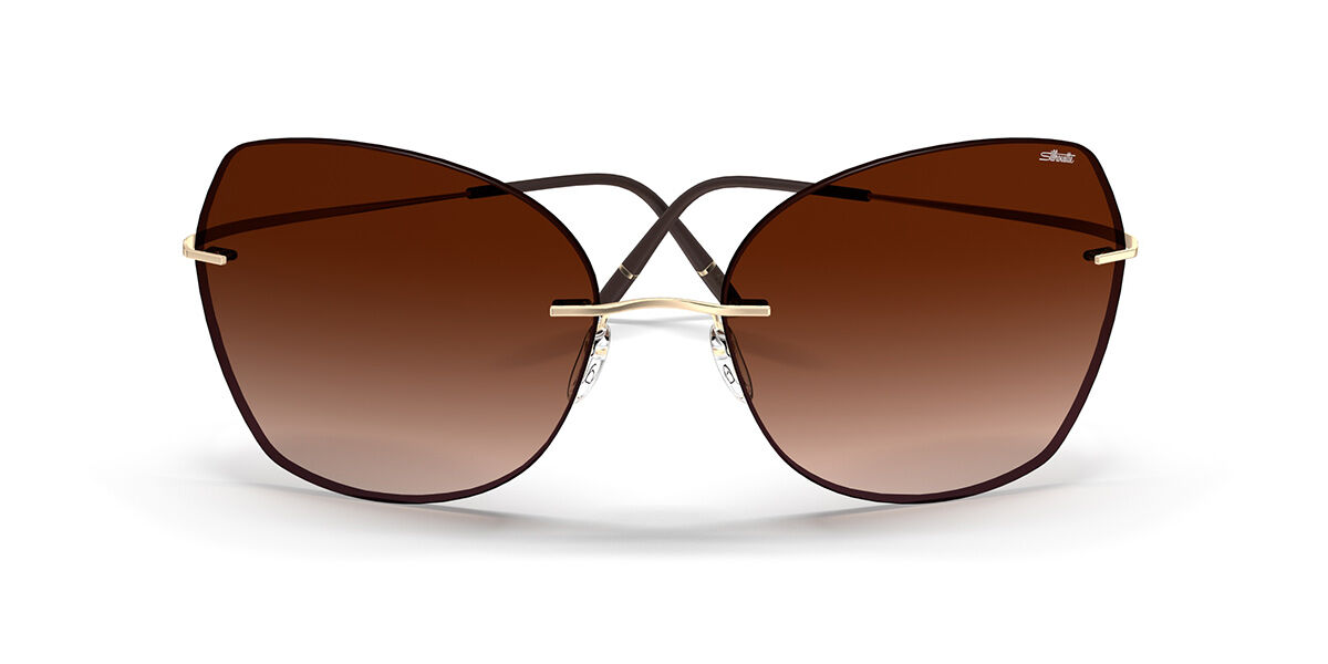 Silhouette Adara Rimless 8192/75 7530, Gold frame, Gradient Red Brown lenses