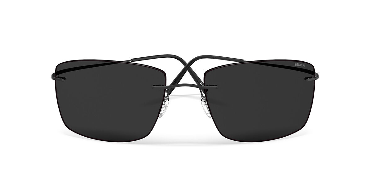 Silhouette Avior Rimless 8741/75 Polarized 9040, Black frame, Grey Polarized lenses