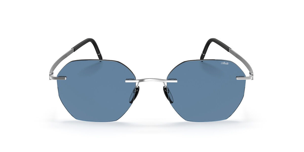 Silhouette Cabrillo Rimless 8748/75 7010, Silver frame, Space Blue lenses