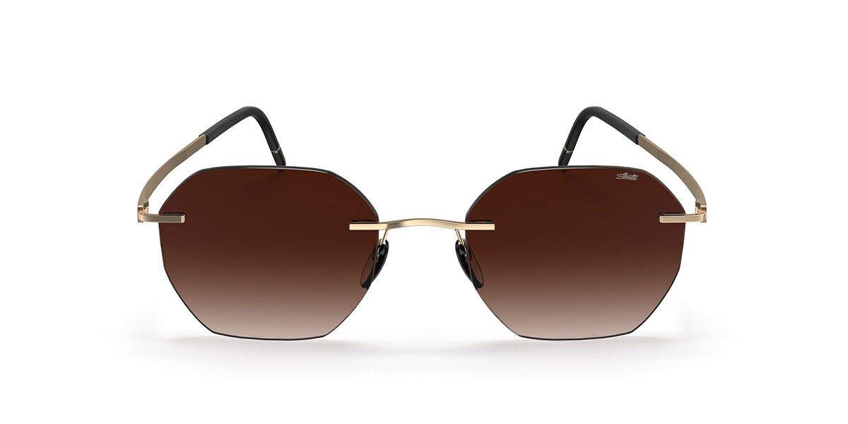 Silhouette Cabrillo Rimless 8748/75 7520, Gold frame, Gradient Dark Brown lenses
