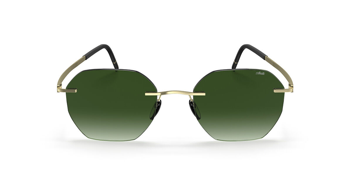 Silhouette Cabrillo Rimless 8748/75 8540, Gold frame, Gradient Green lenses