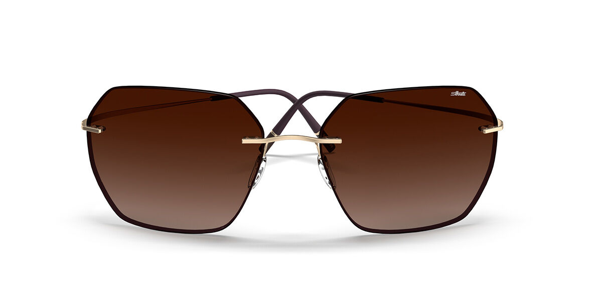 Silhouette Caleum Rimless 8745/75 7930, Gold frame, Gradient Red Brown lenses
