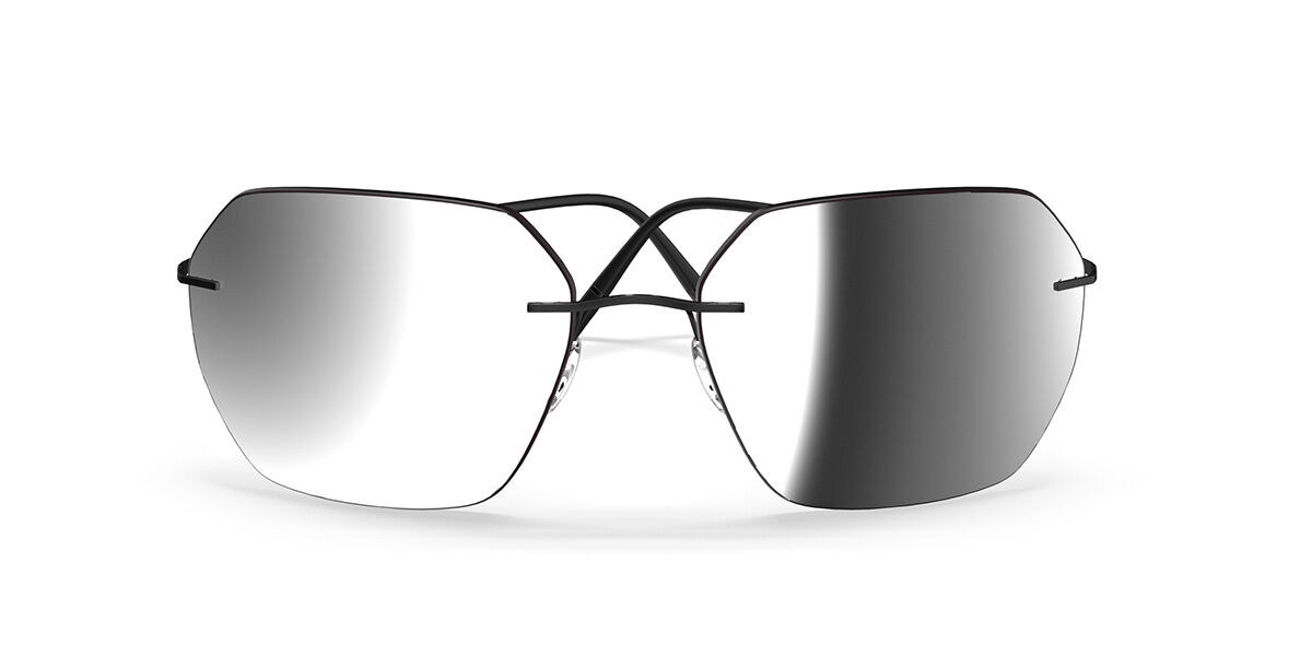 Silhouette Caleum Rimless 8745/75 9140, Black frame, Gradient Silver Mirror lenses