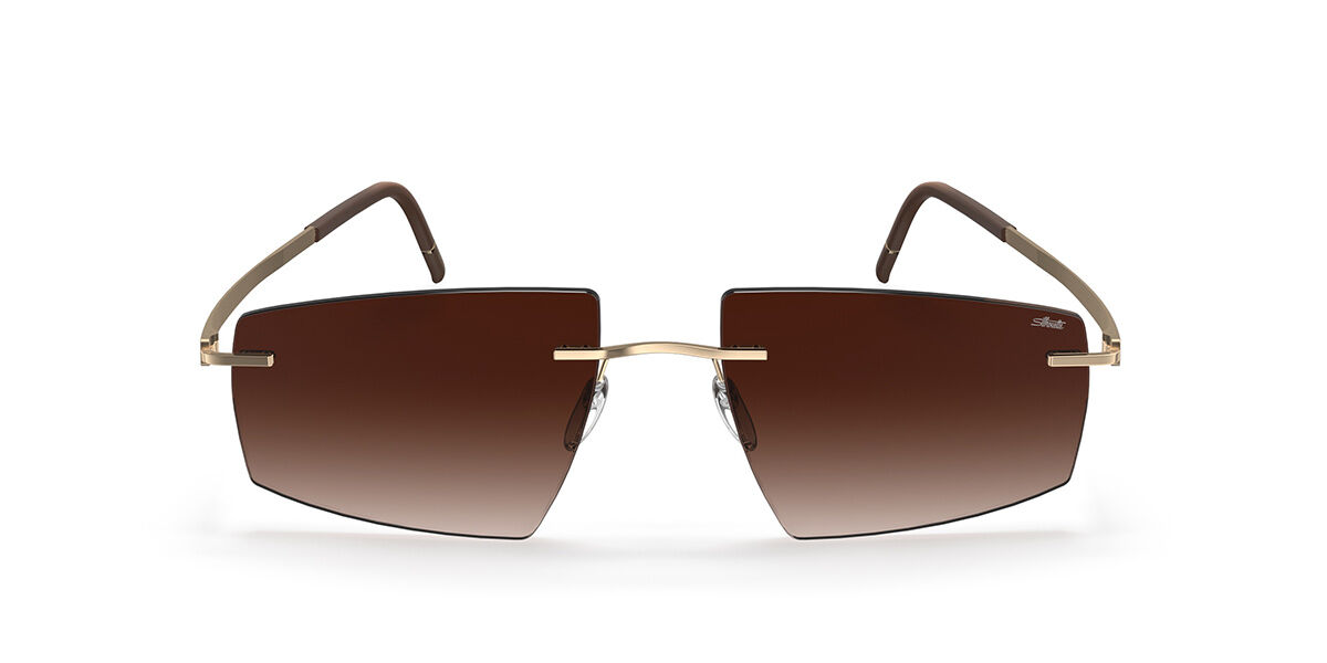 Silhouette Escondido Rimless 8747/75 7620, Gold frame, Gradient Red Brown lenses