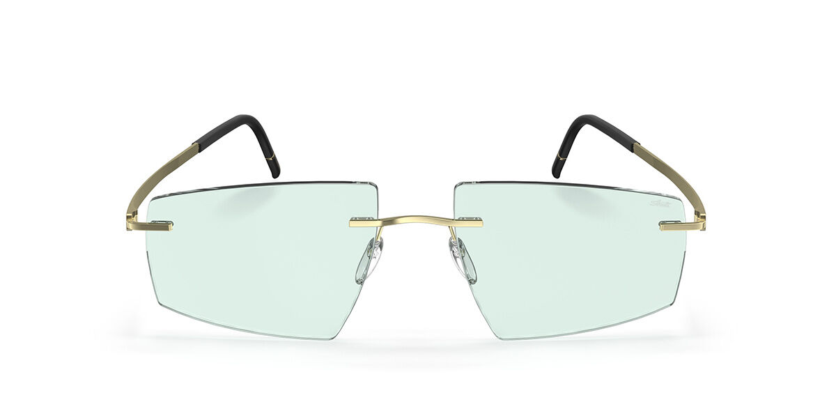 Silhouette Escondido Rimless 8747/75 8540, Gold frame, Soft Mint Green lenses