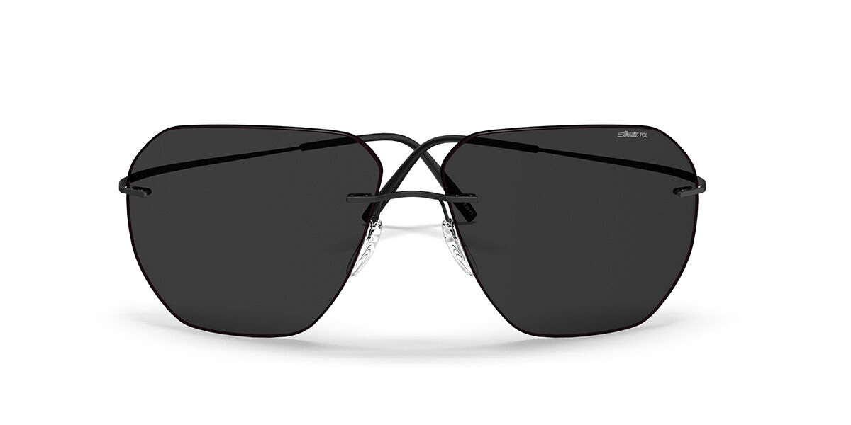 Silhouette Felis Rimless 8743/75 Polarized 9040, Black frame, Grey Polarized lenses