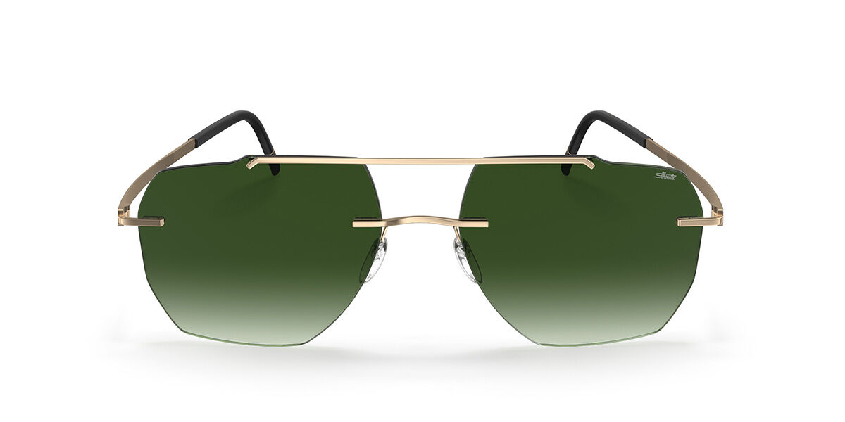 Silhouette Rincon Rimless 8746/75 7520, Gold frame, Gradient Green lenses