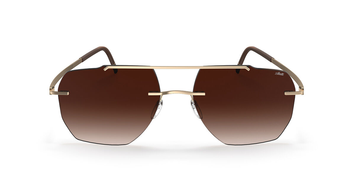 Silhouette Rincon Rimless 8746/75 7620, Gold frame, Gradient Dark Brown lenses