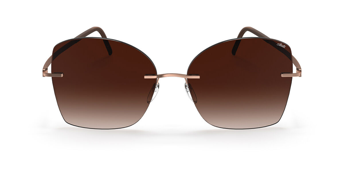 Silhouette Terranea Rimless 8193/75 3530, Gold frame, Gradient Red Brown lenses