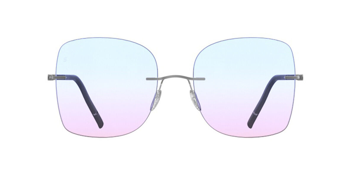 Silhouette The Dawn Demo Rimless 5573/OO 7105, Silver frame, Gradient Light Blue Rose Pink lenses