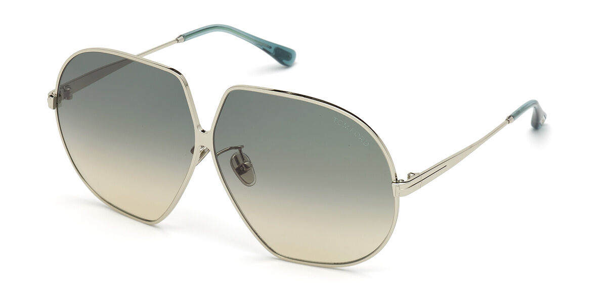 Tom Ford FT0785 TARA 16P, Silver frame, Gradient Green lenses