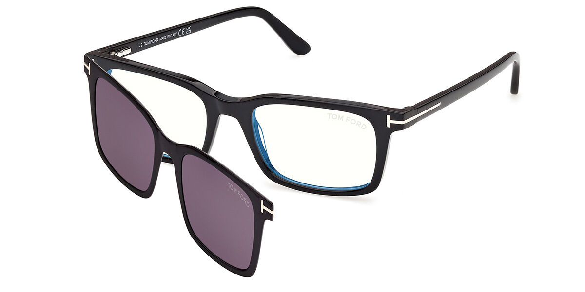 Tom Ford FT6175-B with Clip-On 001 Blue-Light Block, Black frame
