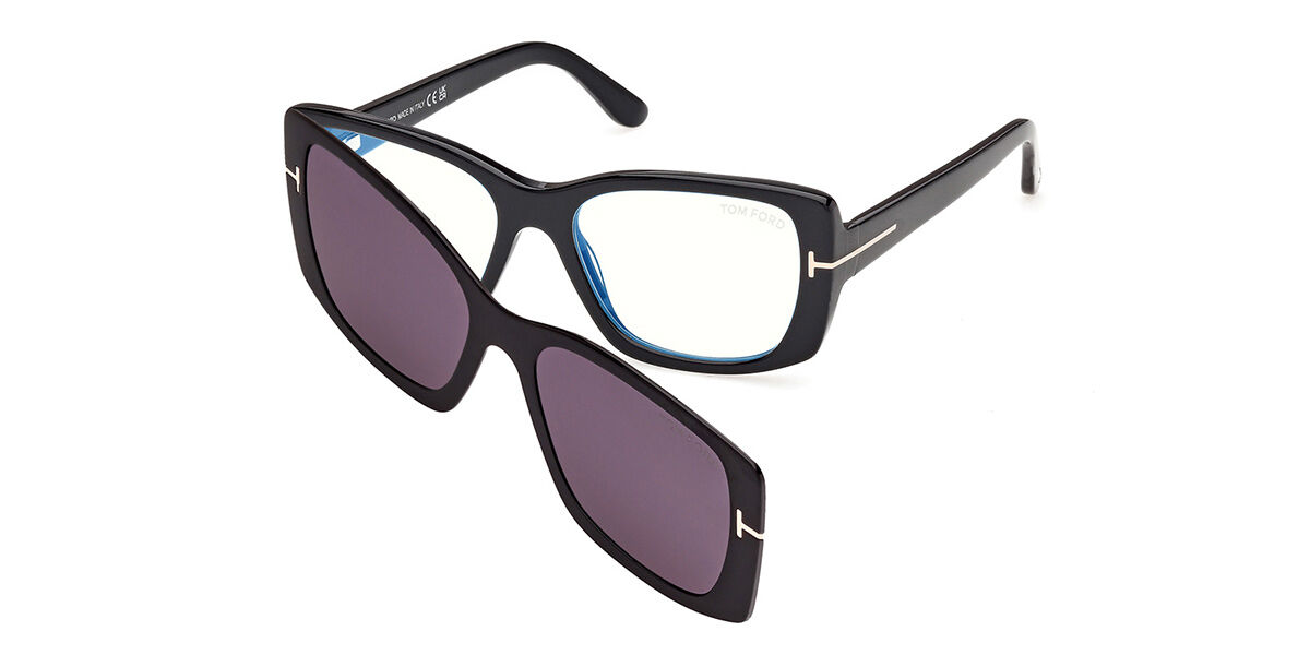 Tom Ford FT6176-B with Clip-On 001 Blue-Light Block, Black frame