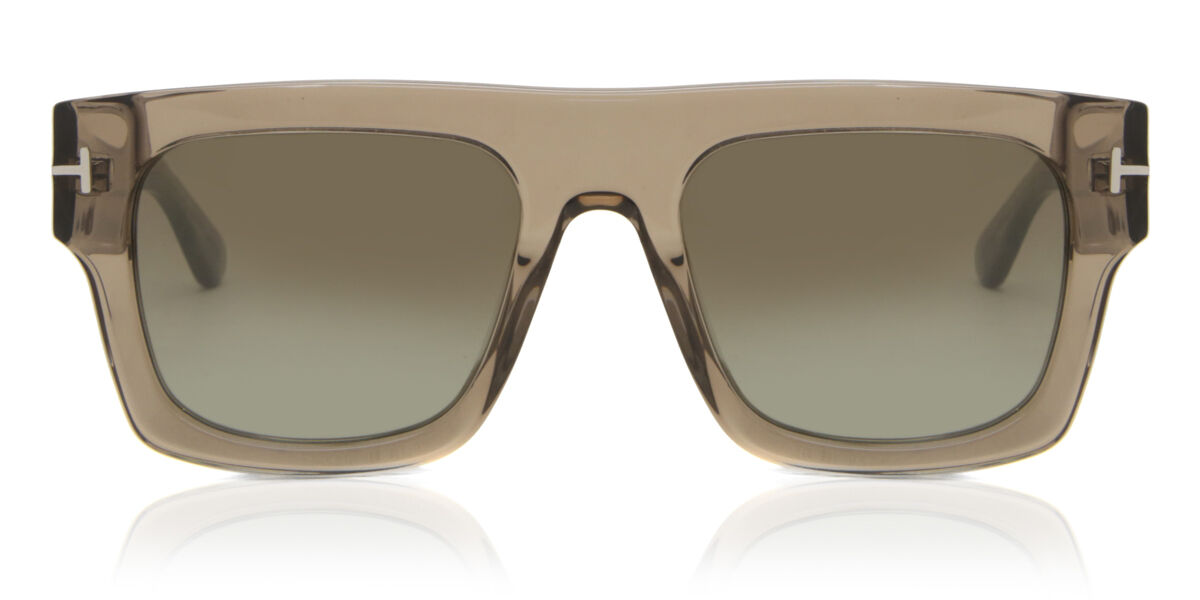 Tom Ford FT0711 FAUSTO 47Q, Brown frame, Green Gradient with Pale Gold Mirror lenses