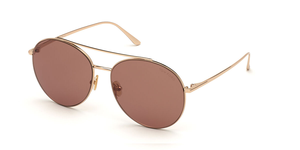 Tom Ford FT0757 CLEO 28Y, Gold frame, Brown lenses