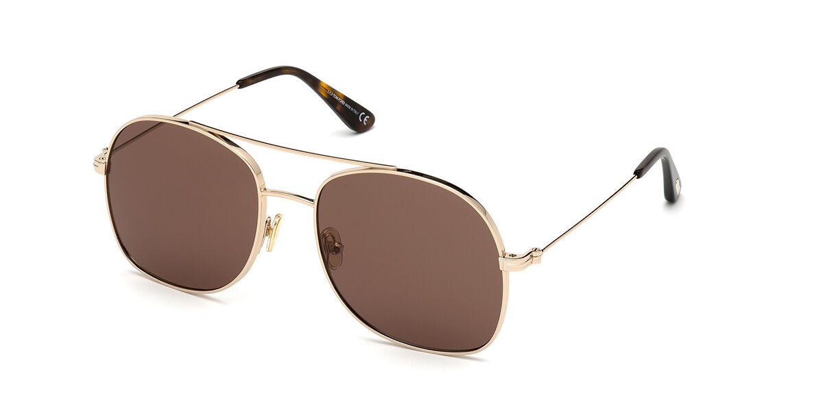 Tom Ford FT0758 DELILAH 28E, Gold frame, Brown lenses