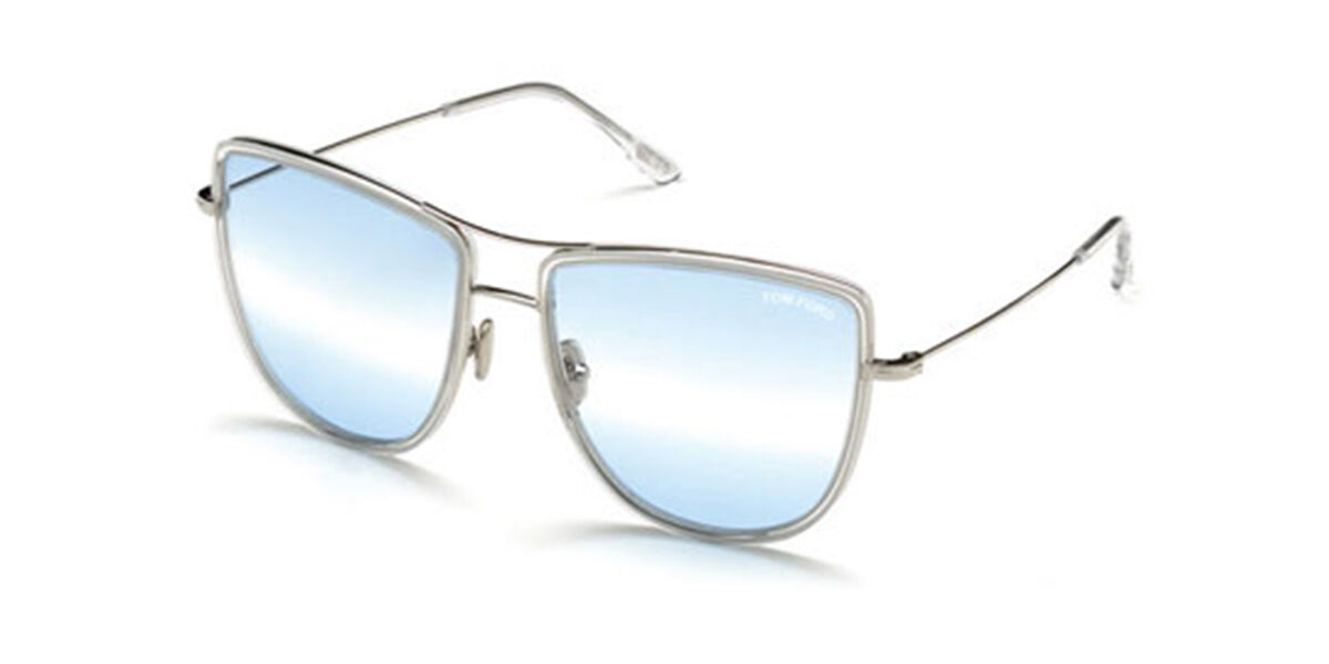 Tom Ford FT0759 TINA 16W, Silver frame, Blue Gradient lenses