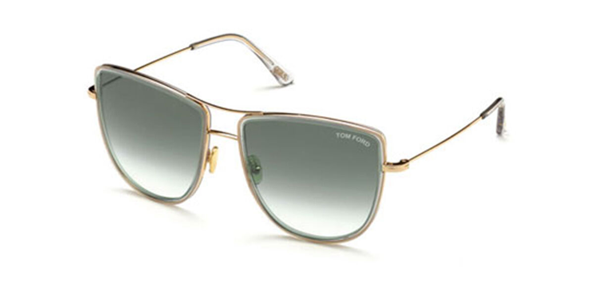 Tom Ford FT0759 TINA 28B, Gold frame, Green Gradient lenses