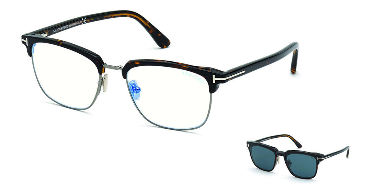 Tom Ford FT5683-B with Clip-On 052 Blue-Light Block, Tortoiseshell frame