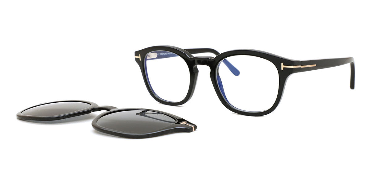Tom Ford FT5532-B with Clip-On 01D Blue-Light Block, Black frame
