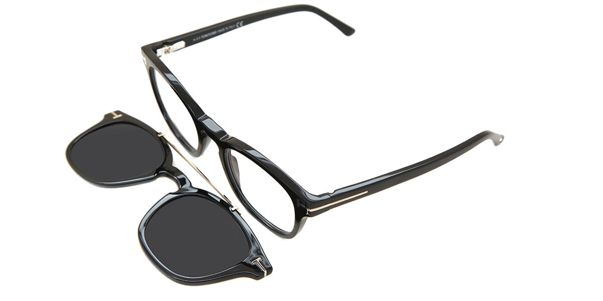 Tom Ford FT5532-B with Clip-On 01V Blue-Light Block, Black frame