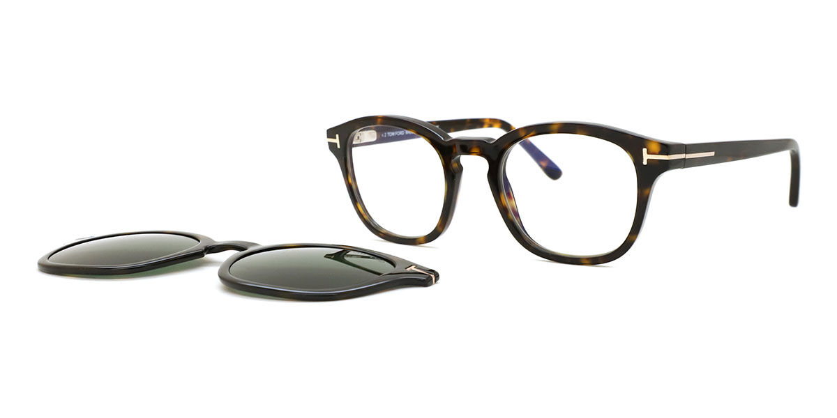 Tom Ford FT5532-B with Clip-On 52N Blue-Light Block, Tortoiseshell frame