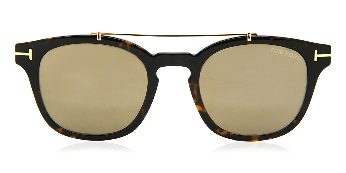 Tom Ford FT5532-B-CL Clip-On Only 52G, Tortoiseshell frame, Brown Mirror lenses
