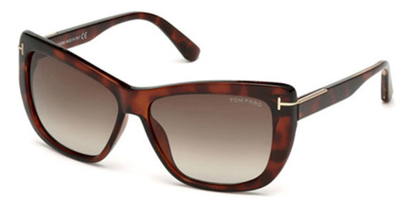 Tom Ford FT0434 LINDSAY 52K, Tortoiseshell frame, Brown lenses