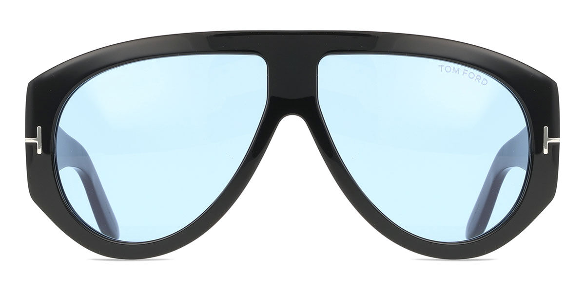 Tom Ford FT1044 BRONSON 01V, Black frame, Solid Sky Blue lenses