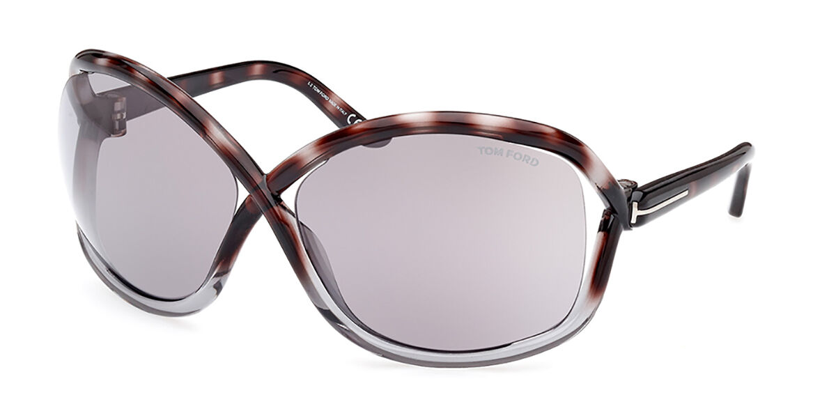 Tom Ford FT1068 BETTINA 55C, Tortoiseshell frame, Smoke Grey Silver Flash Mirror lenses