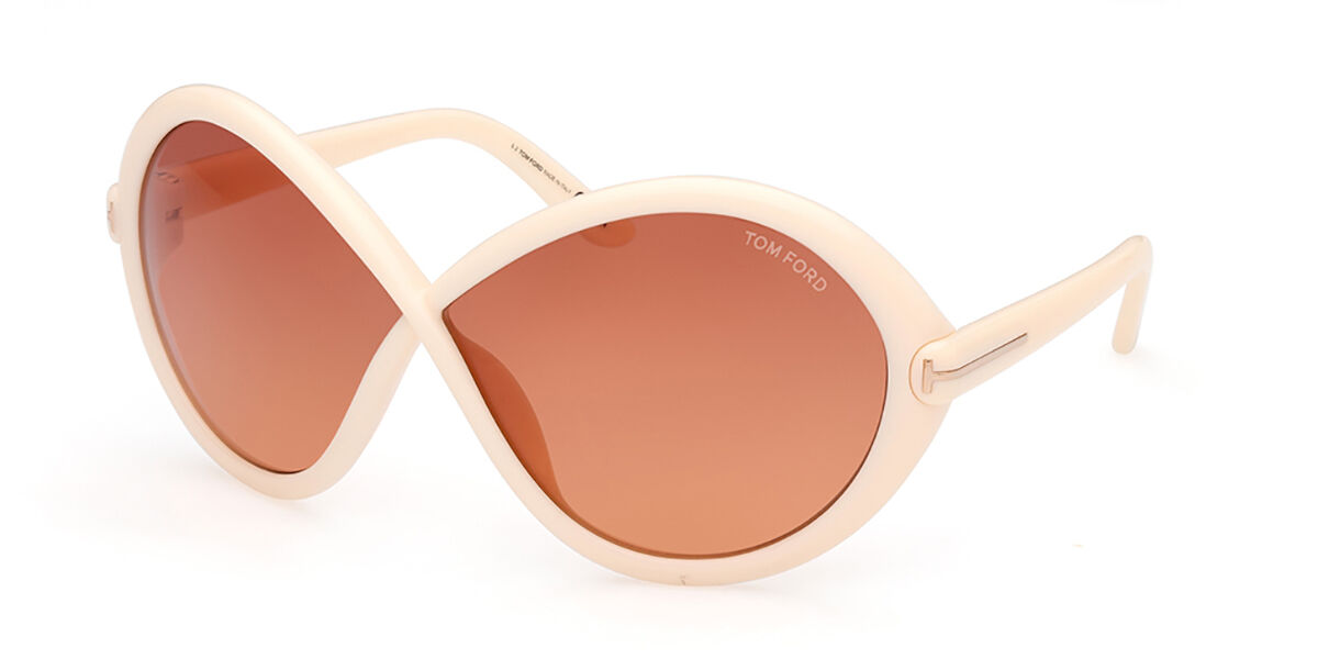 Tom Ford FT1070 JADA 25T, White frame, Gradient Burgundy Sand Brown lenses