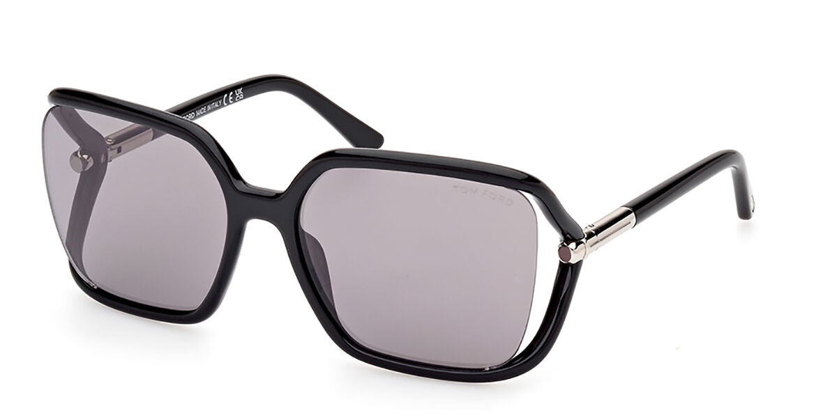 Tom Ford FT1089 SOLANGE-02 01C, Black frame, Smoke Grey Silver Flash Mirror lenses