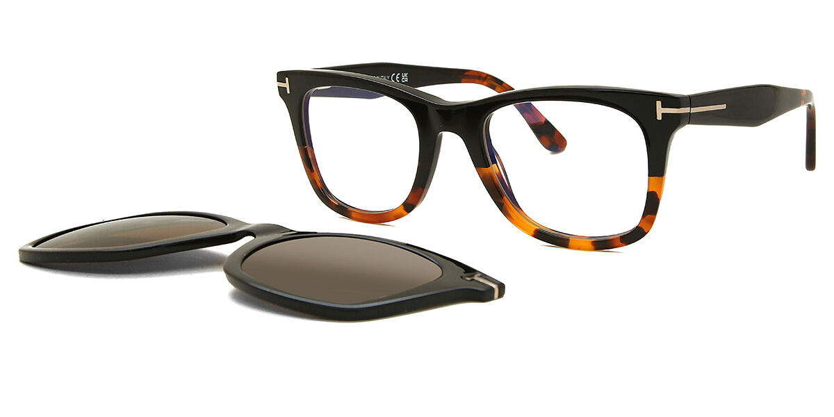 Tom Ford FT5970-B with Clip-On 005 Blue-Light Block, Black frame