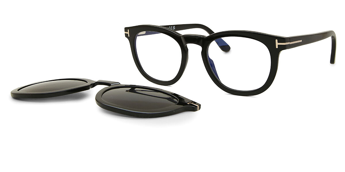 Tom Ford FT5993-B with Clip-On 001 Blue-Light Block, Black frame