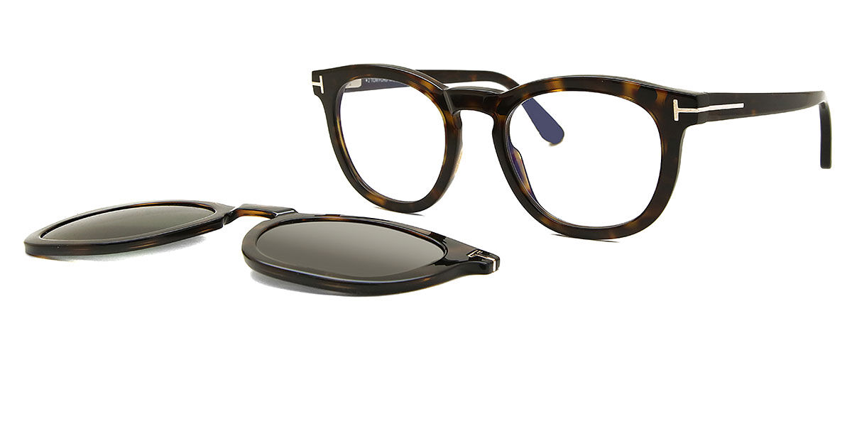 Tom Ford FT5993-B with Clip-On 052 Blue-Light Block, Tortoiseshell frame