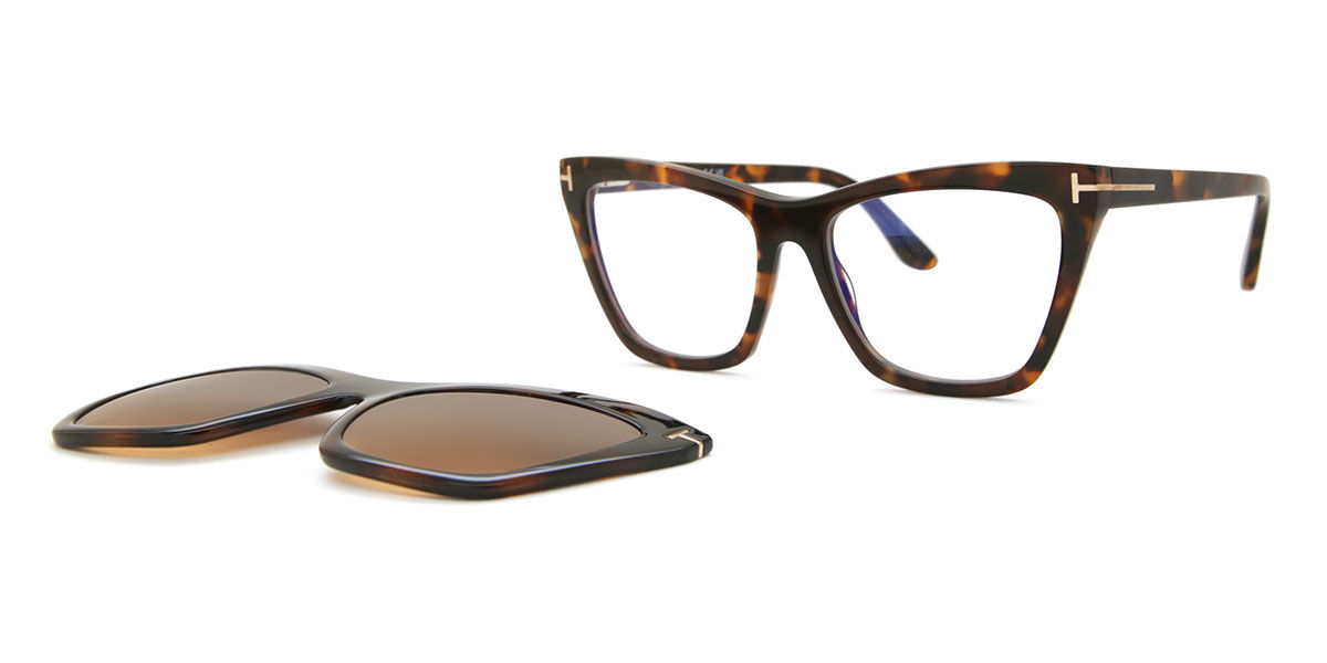Tom Ford FT5971-B with Clip-On 052 Blue-Light Block, Tortoiseshell frame