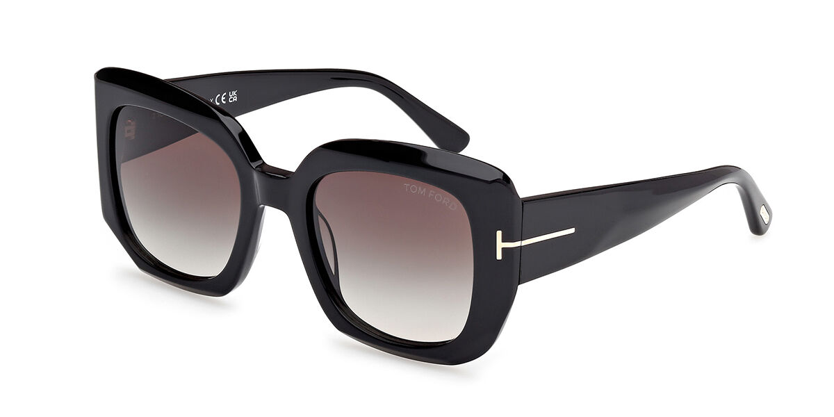 Tom Ford FT1220 CARLA-02 01B, Black frame, Gradient Smoke Grey lenses