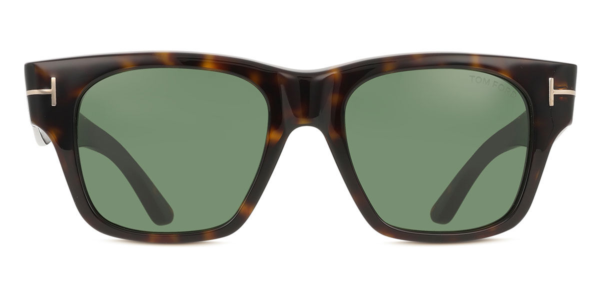 Tom Ford FT1280 CAINE-02 52N, Tortoiseshell frame, Solid Dark Green lenses