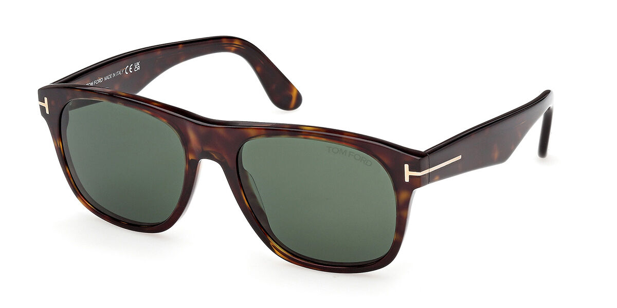 Tom Ford FT1284 MARLON-02 52N, Tortoiseshell frame, Solid Dark Green lenses