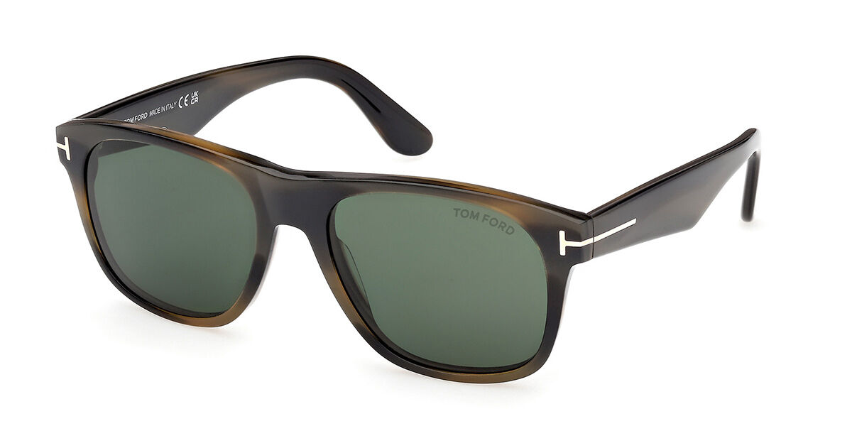Tom Ford FT1284 MARLON-02 55N, Tortoiseshell frame, Solid Dark Green lenses