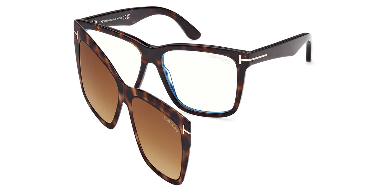 Tom Ford FT6069-B with Clip-On 052 Blue-Light Block, Tortoiseshell frame