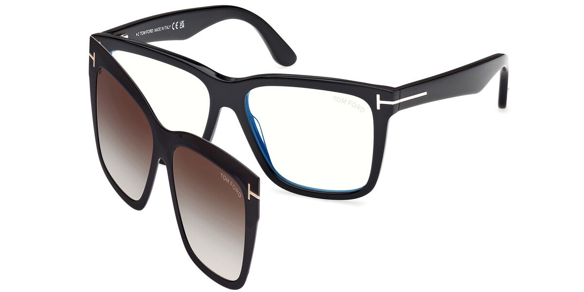Tom Ford FT6069-B with Clip-On 001 Blue-Light Block, Black frame