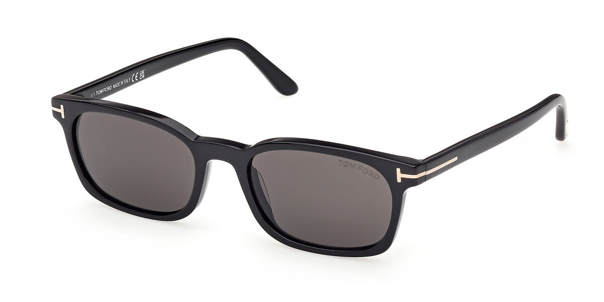Tom Ford FT1300 MILES-02 01A, Black frame, Smoke Grey lenses