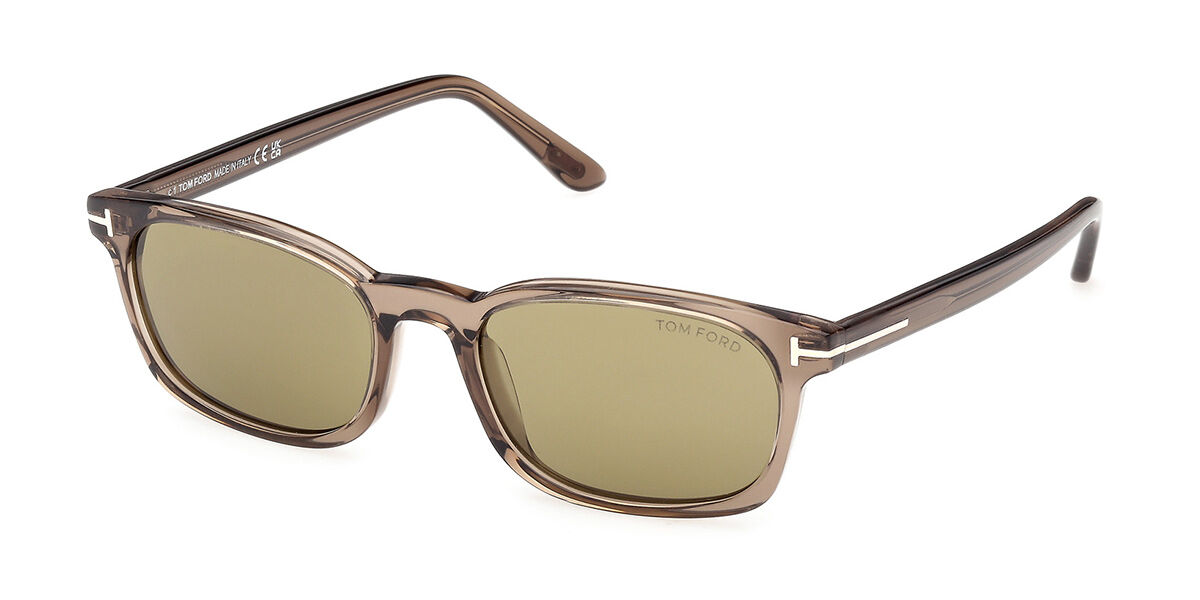 Tom Ford FT1300 MILES-02 45N, Brown frame, Khaki Green lenses