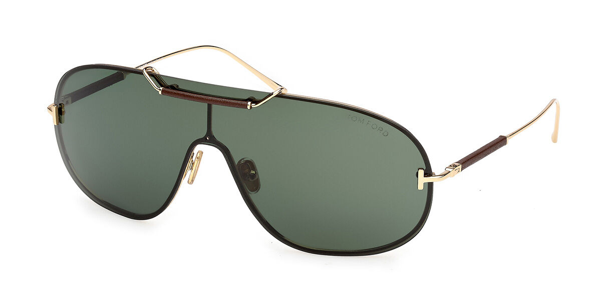 Tom Ford FT1309 TYLER-02 30N, Gold frame, Dark Green lenses