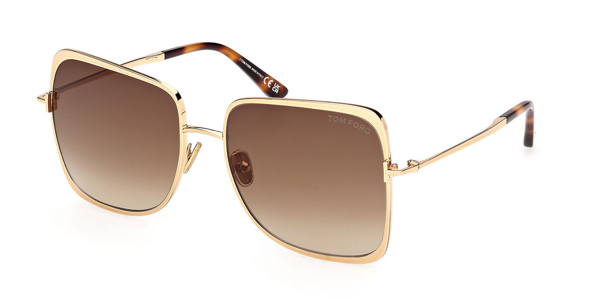 Tom Ford FT1319 TARA-02 30F, Gold frame, Gradient Dark Brown lenses