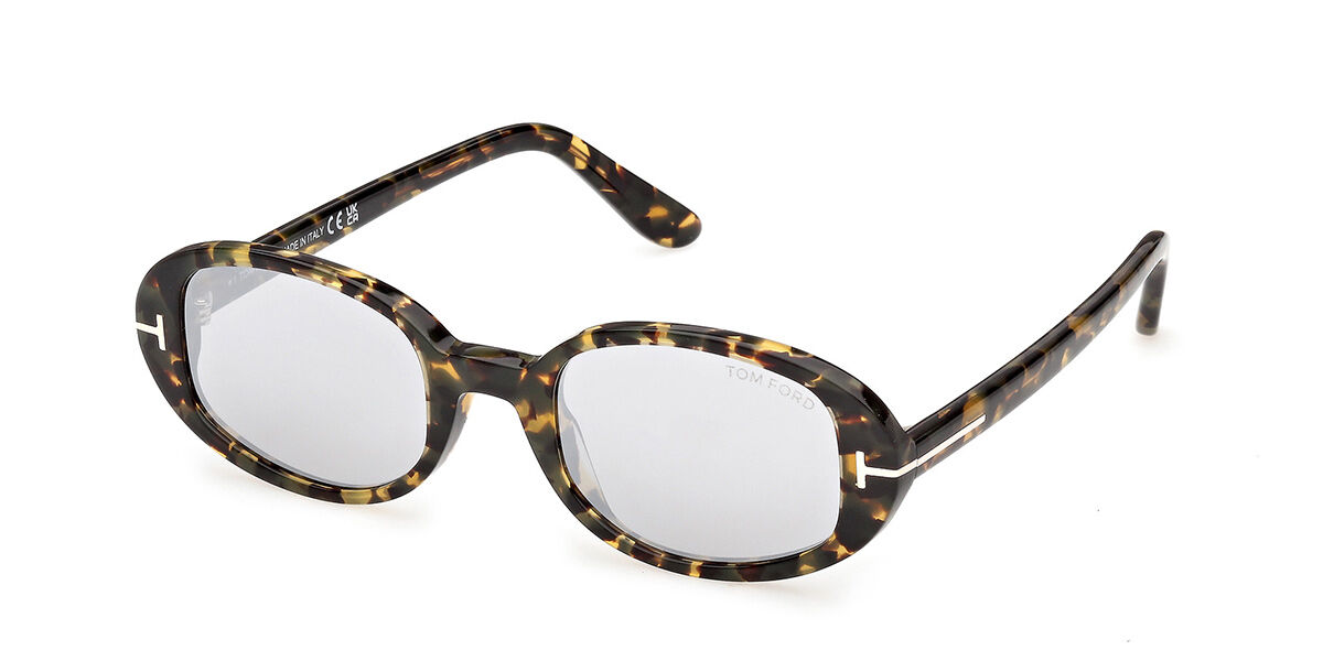 Tom Ford FT1364 IGGY 55C, Tortoiseshell frame, Smoke Grey Silver Mirror lenses